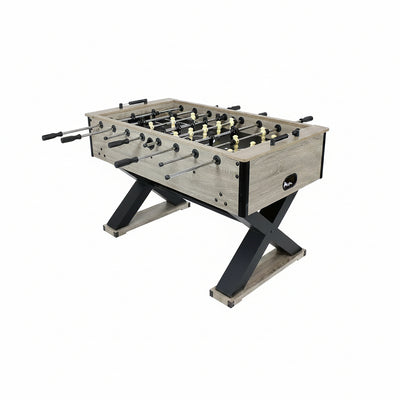 Sunnydaze Delano 54.5-Inch Indoor Foosball Table Adult Size | Soccer Game Table for Adults with 2 Balls, PVC Laminated MDF Gray Distressed Wood Look