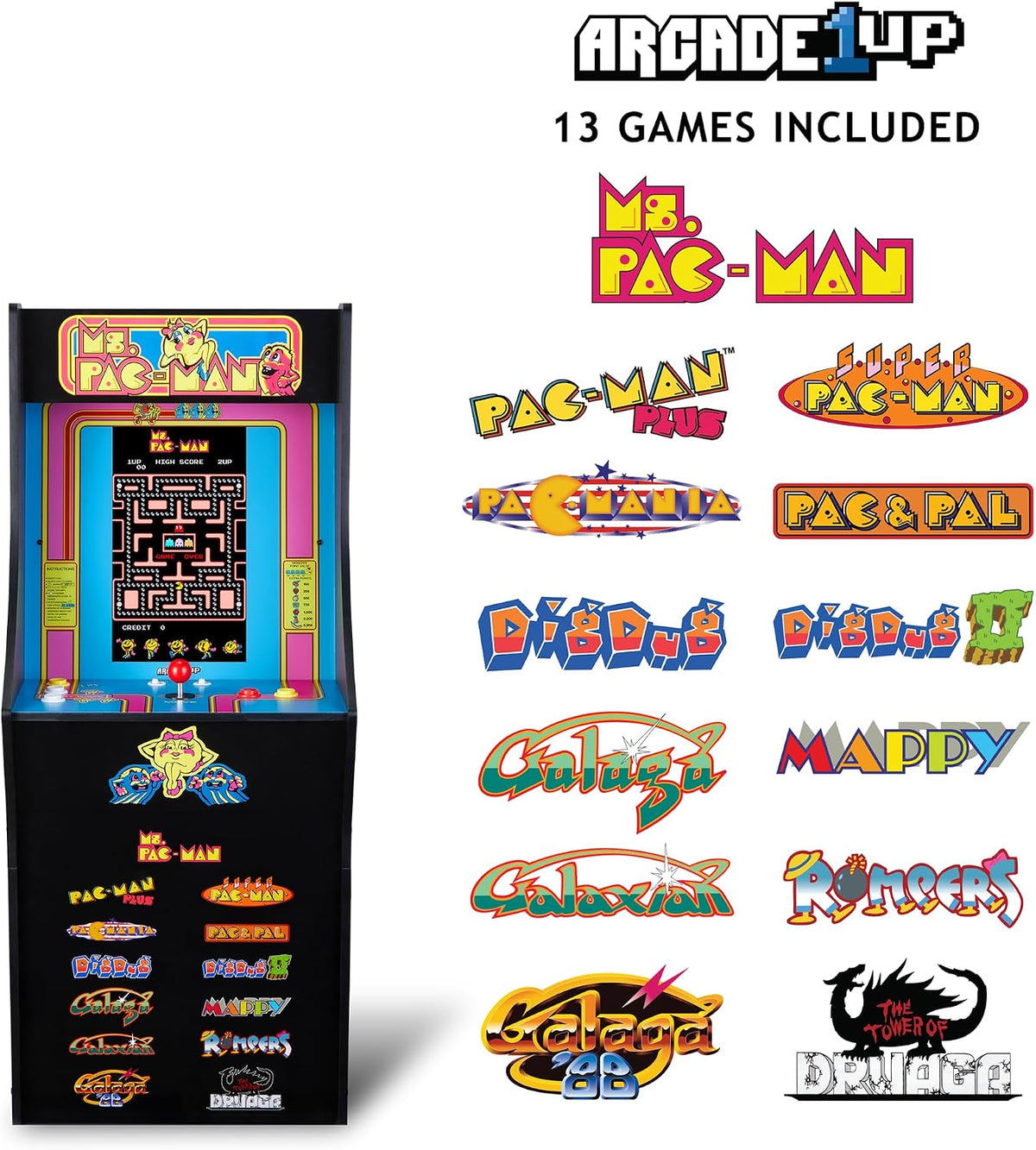 Arcade1Up Ms. Pac-Man Classic SE Arcade Machine, 13 Classic Games