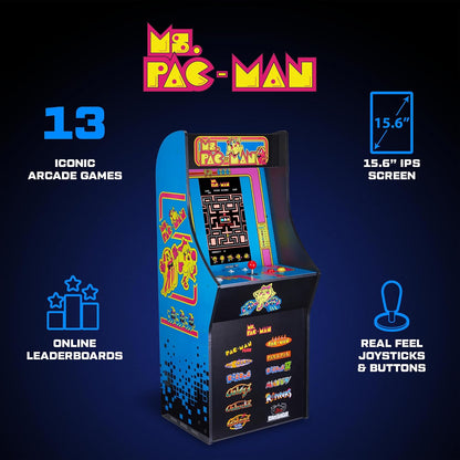Arcade1Up Ms. Pac-Man Classic SE Arcade Machine, 13 Classic Games