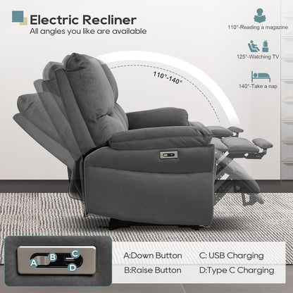 Loveseat Recliner Sofa with Console, Electric Reclining Couch with Flip Middle Backrest, Cup Holder & USB Type C, Skin- Friendly Recliner Sofa for Living Room, Home Theater Seat (Dark Gray)