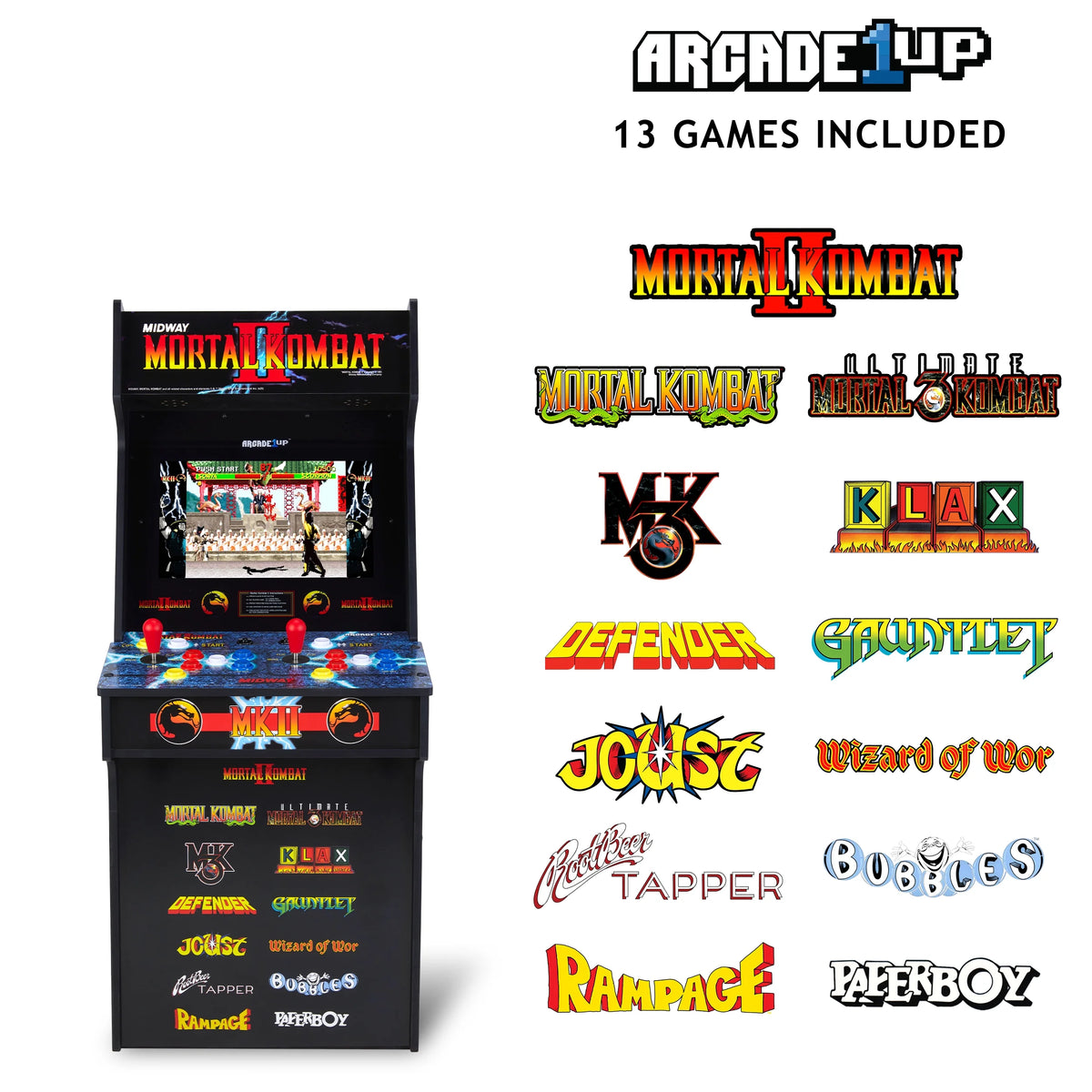 Mortal Kombat II Classic SE Arcade Machine – 4 - Foot Cabinet, 13 Classic Video Games, 15.6” IPS Display, Easy Assembly, Perfect for Home Gaming