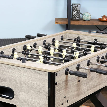 Sunnydaze Delano 54.5-Inch Indoor Foosball Table Adult Size | Soccer Game Table for Adults with 2 Balls, PVC Laminated MDF Gray Distressed Wood Look