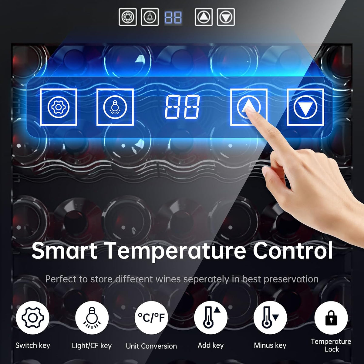 52 Bottle Wine Cooler Refrigerator - Intelligent Digital Control Wine Fridge, Low Noise Operation, Freestanding Wine Refrigerator for Kitchen and Home