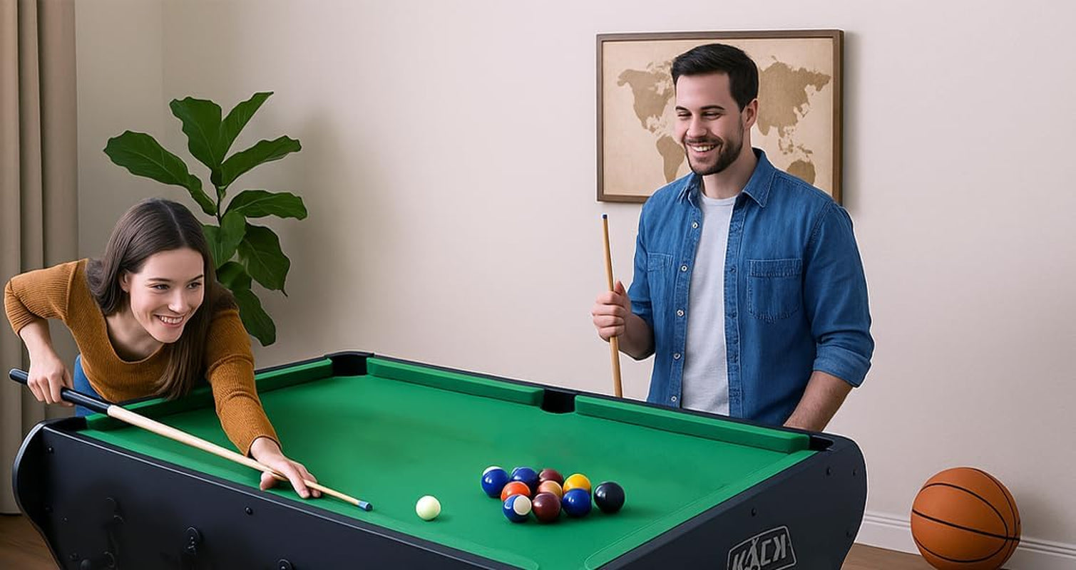 Triplex 55″ Telescopic Rods 3-In-1 Swivel Multi Game Table – Foosball, Pool/Billiards & Air Hockey