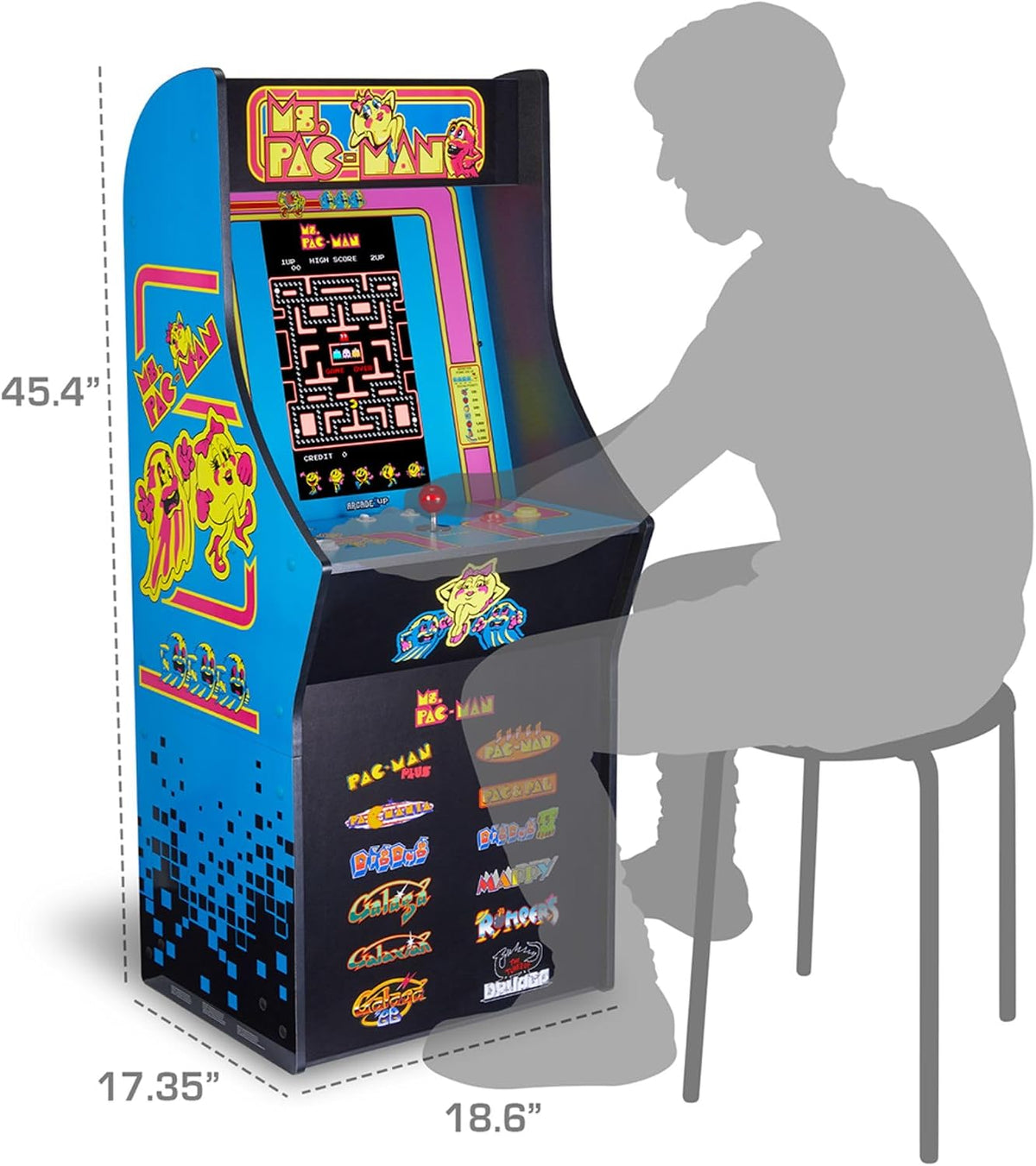 Arcade1Up Ms. Pac-Man Classic SE Arcade Machine, 13 Classic Games