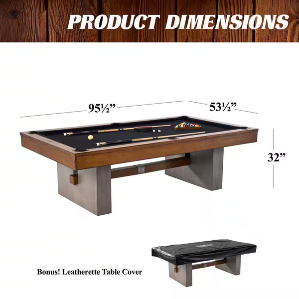 Premium 8 Ft. Slate-Tech Urban Billiard Table with Table Cover, Cue Sticks and Pool Balls