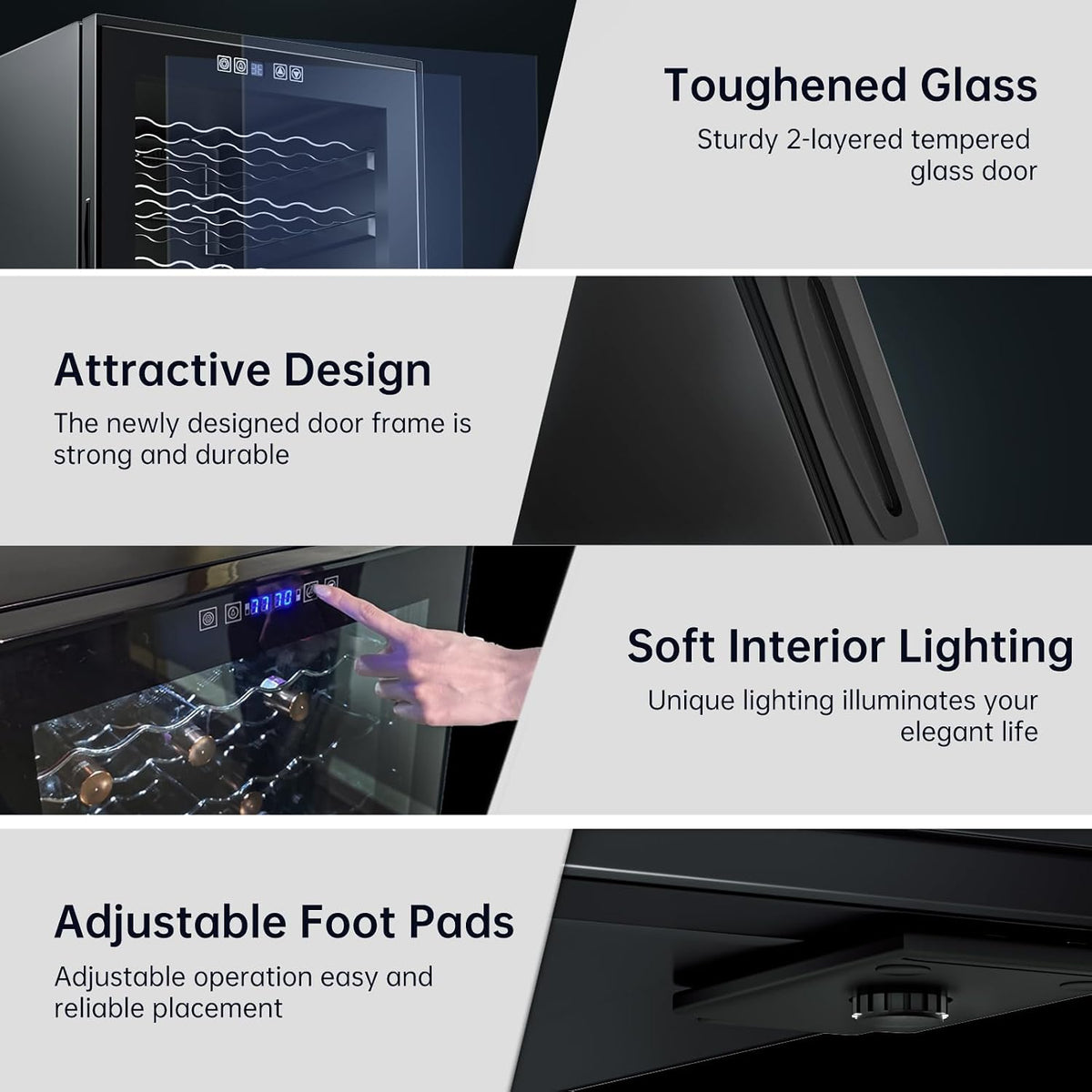 52 Bottle Wine Cooler Refrigerator - Intelligent Digital Control Wine Fridge, Low Noise Operation, Freestanding Wine Refrigerator for Kitchen and Home