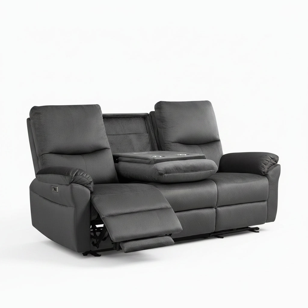 Loveseat Recliner Sofa with Console, Electric Reclining Couch with Flip Middle Backrest, Cup Holder & USB Type C, Skin- Friendly Recliner Sofa for Living Room, Home Theater Seat (Dark Gray)