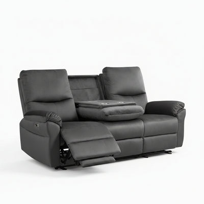 Loveseat Recliner Sofa with Console, Electric Reclining Couch with Flip Middle Backrest, Cup Holder & USB Type C, Skin- Friendly Recliner Sofa for Living Room, Home Theater Seat (Dark Gray)