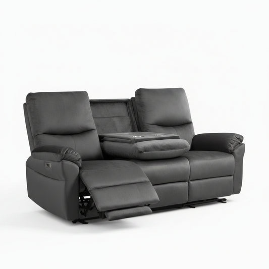 Loveseat Recliner Sofa with Console, Electric Reclining Couch with Flip Middle Backrest, Cup Holder & USB Type C, Skin- Friendly Recliner Sofa for Living Room, Home Theater Seat (Dark Gray)