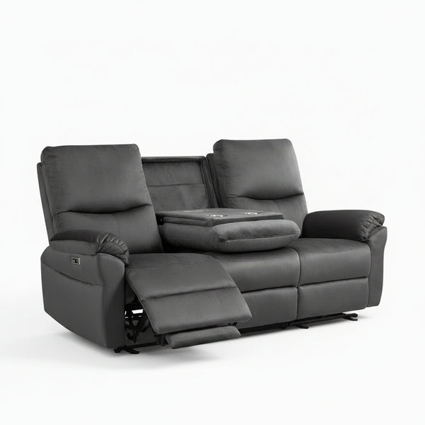Loveseat Recliner Sofa with Console, Electric Reclining Couch with Flip Middle Backrest, Cup Holder & USB Type C, Skin- Friendly Recliner Sofa for Living Room, Home Theater Seat (Dark Gray)